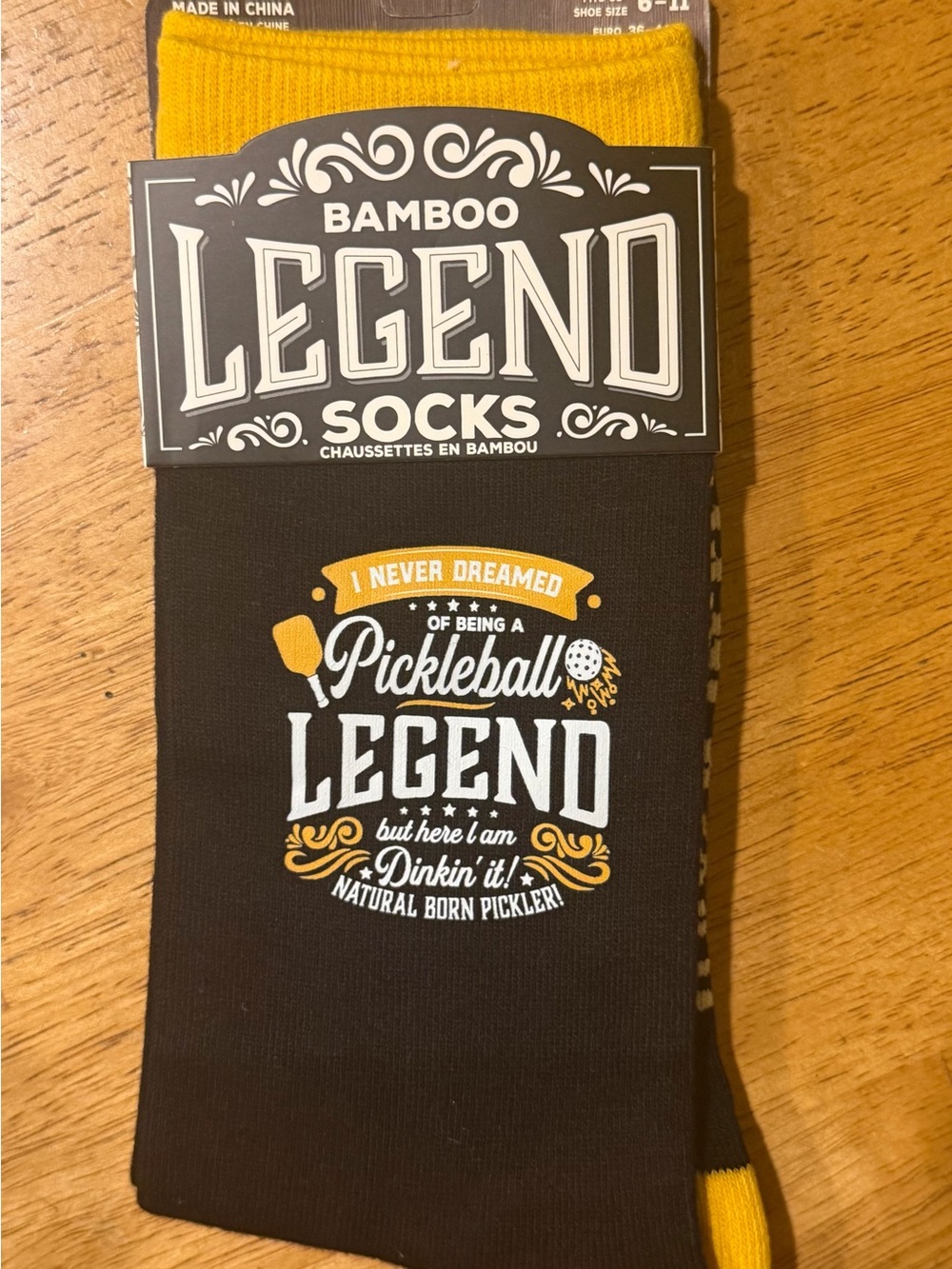 Legend Bamboo Pickleball Crew Socks - Black & Yellow